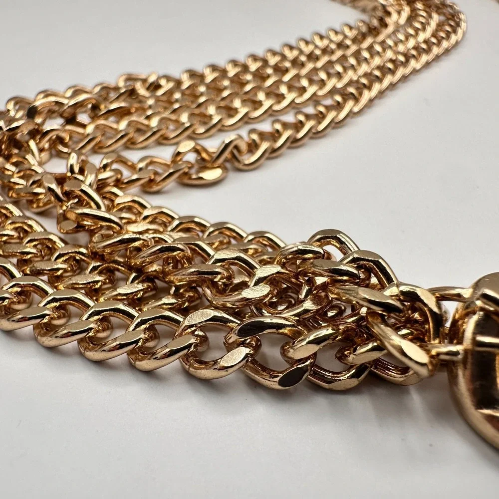 Vintage Y2K Chunky Gold Tone Multi-Layer Belly Chain Statement Belt